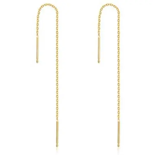 14K Solid Gold Thread Earrings for Women, Real Yellow Gold Dangle Drop Earrings Gold Chain Ear Line Jewelry Gift for Girls, 6cm/8cm/10cm/12cm 14K Solid Gold Thread Earrings for Women, Real Yellow Gold Dangle Drop Earrings Gold Chain Ear Line Jewelry Gift for Girls, 6cm/8cm/10cm/12cm