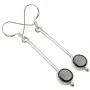 SilverStarJewel 925 Solid Sterling Silver Round Faceted Black Onyx Long Earrings 2'' SilverStarJewel 925 Solid Sterling Silver Round Faceted Black Onyx Long Earrings 2''