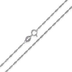 Sterling Silver 1.5mm Singapore Rope Chain Necklace, Choice of Colors and Size from 14'' to 36''