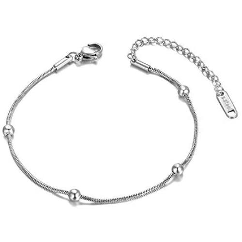 AAABBB Bohemia Style Titanium Stainless Steel Beads Chain Charm Bracelets for Women Girls Trendy Rose Gold Beach Jewelry