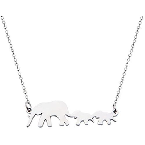 KUIYAI Lucky Family Mother and Child Elephant Necklace Mom of Twins Jewelry