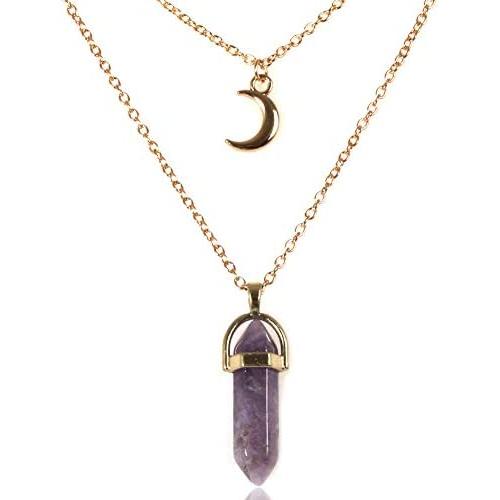 Healing Crystal Stone Moon Choker Necklace Witch Jewelry for Women