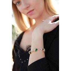 Leafael Wish Stone Link Charm Bracelet with Birthstone Crystals, Rose Gold Plated or Silver-Tone, 7''+2''