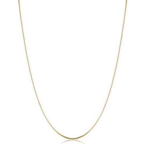 KoolJewelry Solid 14k Yellow Gold Venetian Box Chain Necklace for Women (0.6 mm, 0.7 mm, 0.8 mm or 1 mm) - Thin and Lightweight