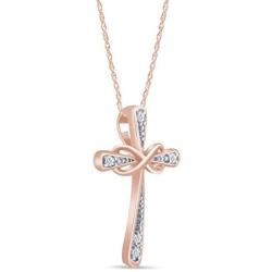 Jewel Zone US White Natural Diamond Accent Infinity Cross Pendant Necklace 14k Gold Over Sterling Silver