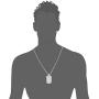 Geoffrey Beene Stainless Steel Mens Engravable Dog Tag Pendant Box Chain Necklace with Cubic Zirconia Stone