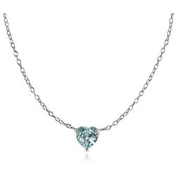 Ice Gems Sterling Silver Small Dainty Heart Genuine, Simulated Gemstone or Cubic Zirconia Choker Necklace