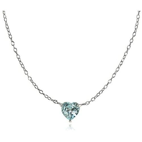 Ice Gems Sterling Silver Small Dainty Heart Genuine, Simulated Gemstone or Cubic Zirconia Choker Necklace