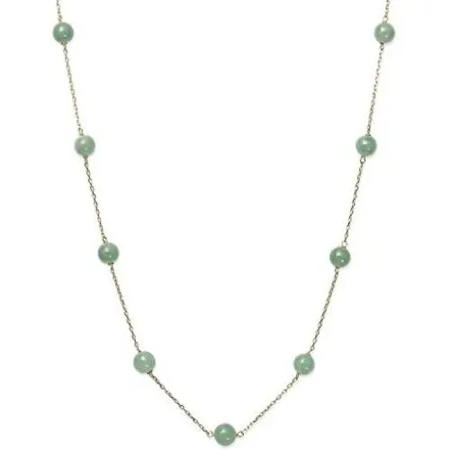 10k Yellow Gold Natural Jade Station Chain Necklace, 18'' 10k Yellow Gold Natural Jade Station Chain Necklace, 18''