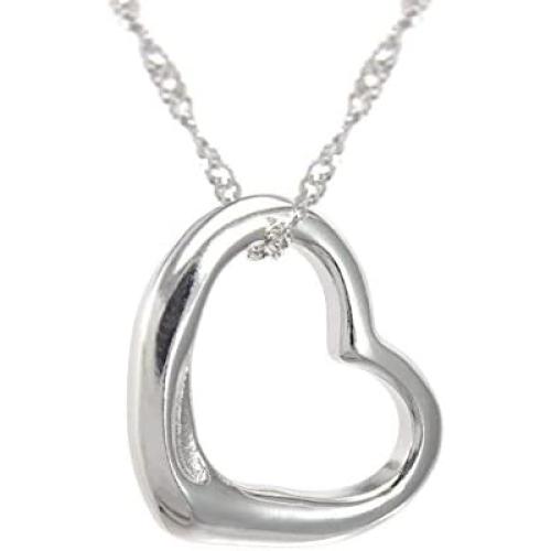 Perfect Love Open Heart Sterling Silver Pendant Necklace [Small Size]