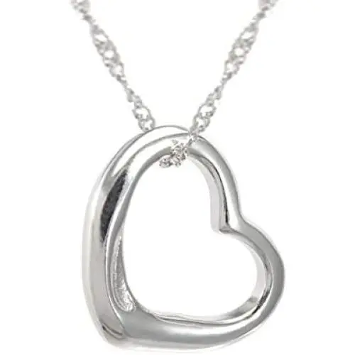 Perfect Love Open Heart Sterling Silver Pendant Necklace [Small Size]