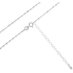 Sea of Ice Sterling Silver 1mm Diamond-Cut Alternate Bead Rolo Chain Necklace for Women, Size 14'' - 36'' Italy