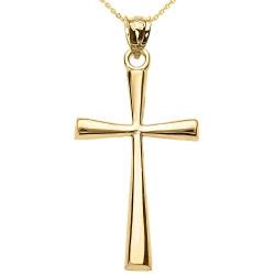 Religious Jewelry by FDJ Solid 10k Yellow Gold Simple Cross Pendant Necklace