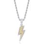 Moca Jewelry Iced Out Lightning BoltPendant Necklace 18K Gold Plated Bling CZ Zircon Simulated Diamond Hip Hop Rapper Chain Necklace for Men Women