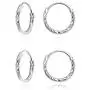 2 Pair Set Sterling Silver Diamond-Cut Tiny Small Endless Thin Round Unisex Hoop Earrings for Men Women Choose Size & Color 2 Pair Set Sterling Silver Diamond-Cut Tiny Small Endless Thin Round Unisex Hoop Earrings for Men Women Choose Size & Color
