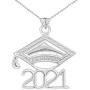 Fine Sterling Silver Class of 2021 Graduation Cap Charm Pendant Necklace Fine Sterling Silver Class of 2021 Graduation Cap Charm Pendant Necklace