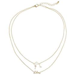 Madison Tyler Personalization Collection Gold Plated Zodiac Sign and Cubic Zirconia Constellation Pendant Two Row Necklace for Women