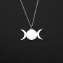 CENWA Triple Moon Goddess Symbol Pendant Necklace Symbol Alchemy Jewelry Wiccan Jewelry Alchemy Symbol Pendant Necklace
