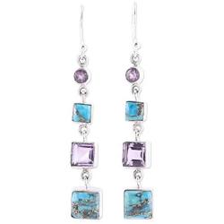 NOVICA Multi-Gem Amethyst .925 Sterling Silver Dangle Earrings, Tantalizing Tiers