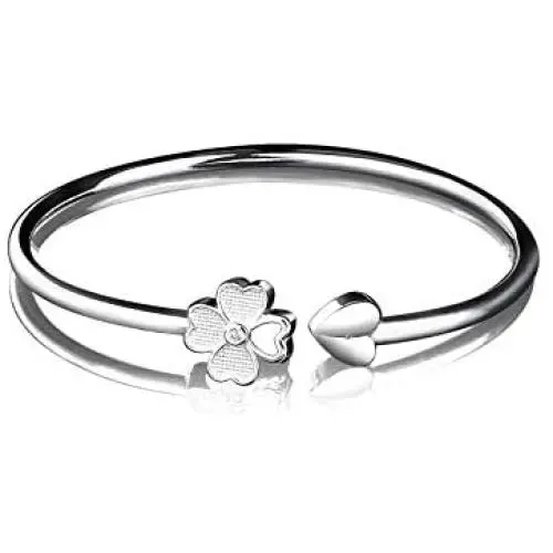 KLKL 925 Sterling Silver Bracelet, Stylish, Simple, Four-Leaf, Adjustable, can be Worn on Womens Cuffs Jewelry KLKL 925 Sterling Silver Bracelet, Stylish, Simple, Four-Leaf, Adjustable, can be Worn on Womens Cuffs Jewelry