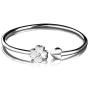 KLKL 925 Sterling Silver Bracelet, Stylish, Simple, Four-Leaf, Adjustable, can be Worn on Womens Cuffs Jewelry