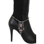 TFJ Women Ethnic Fashion Bling Jewelry Boot Bracelet Antique Silver Metal Chain Shoe Anklet Purple Star Charm