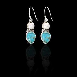 andy cool Premium Quality Fashion Earrings for Women,Exquisite Faux Turquoise Pearl Hook Earrings Women Party Jewelry Birthday Gift - Silver