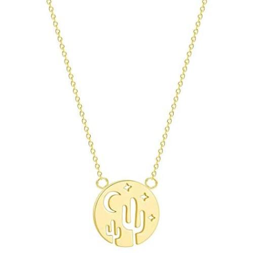 Aeora Friends Gift,Hollow Cactus Moon Star Pendant Necklace for Women Lady Girl Daughter Mother Sister Gift