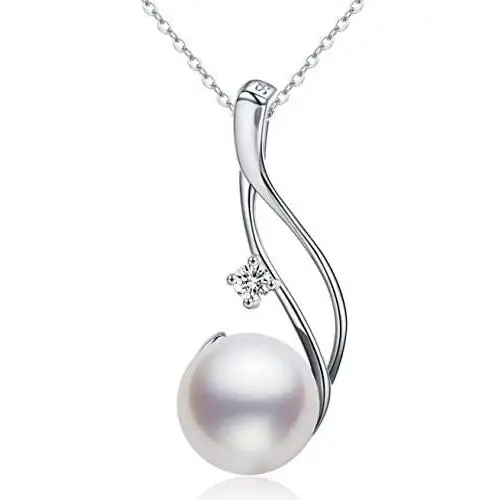 CHAULRI Genuine Premium 9-10mm Cultured White Pearl Pendant Necklace 18K Gold Plated 925 Silver - Gifts for Women for Her Wife Mom Daughter (White, gold-plated-silver) CHAULRI Genuine Premium 9-10mm Cultured White Pearl Pendant Necklace 18K Gold Plated 925 Silver - Gifts for Women for Her Wife Mom Daughter (White, gold-plated-silver)