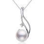 CHAULRI Genuine Premium 9-10mm Cultured White Pearl Pendant Necklace 18K Gold Plated 925 Silver - Gifts for Women for Her Wife Mom Daughter (White, gold-plated-silver)