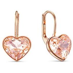 SWAROVSKI Womens Bella Heart Earrings Collection, Pink Crystals, Clear Crystals