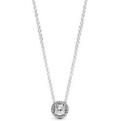 Pandora Jewelry Round Sparkle Halo Cubic Zirconia Necklace in Sterling Silver, 17.7''