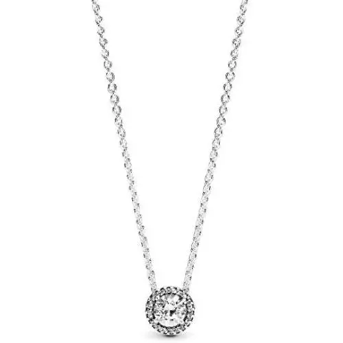 Pandora Jewelry Round Sparkle Halo Cubic Zirconia Necklace in Sterling Silver, 17.7'' Pandora Jewelry Round Sparkle Halo Cubic Zirconia Necklace in Sterling Silver, 17.7''