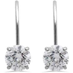 Jewelili 10kt Gold Drop Earrings set with 6mm Round Cut Swarovski Zirconia (2 cttw)