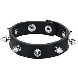 macoking Punk Studded Spike Bracelet Goth Leather Cuff Bangle Rock Halloween Wristband