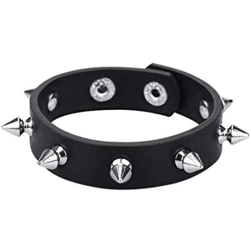 macoking Punk Studded Spike Bracelet Goth Leather Cuff Bangle Rock Halloween Wristband