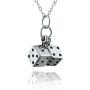 FashionJunkie4Life Sterling Silver Extra Small 3D Pair of Dice Charm Necklace, 18'' Cable Chain, Lucky Pendant Vegas Casino Jewelry