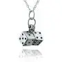 FashionJunkie4Life Sterling Silver Extra Small 3D Pair of Dice Charm Necklace, 18'' Cable Chain, Lucky Pendant Vegas Casino Jewelry