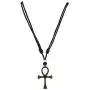 BlueRica Ankh Cross of Life Pendant on Adjustable Black Rope Cord Necklace (Old Silver Color) BlueRica Ankh Cross of Life Pendant on Adjustable Black Rope Cord Necklace (Old Silver Color)
