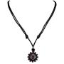 BlueRica Sun Pendant on Adjustable Black Rope Cord Necklace (Old Silver)