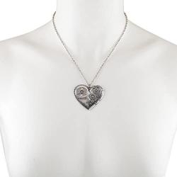 Lux Accessories Burnish Silver Vintage Steampunk Gearwork Heart Charm Necklace