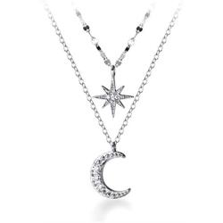 SLUYNZ 925 Sterling Silver Layered Necklace Chain Star Moon Choker Necklace for Women Teen Girls Layering Chain Choker