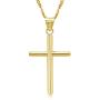Hollywood Jewelry Cross Faith Pendant 3MM Chain Necklace Real White Gold Plated Religious Cuban Link for Women, Teen & Men Thin for Charms Love Diamonds Cut. USA Made!