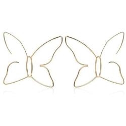 fxmimior Fashion Women Bohemian Gold Big Butterfly Earrings Tassels Long Chain Drop Dangle Earrings Jewelry for Women and Girls