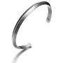 MPRAINBOW Vintage Stainless Steel Minimalist Style Triangle Wire Metallic Open Faceted Cuff Bangle Bracelet,Grey