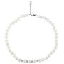 LZMEI White 8mm Glass Pearls Necklace Bracelet Earring Diamond Jewelry 3 Set Wholesale for Women Little Girls (16inch)