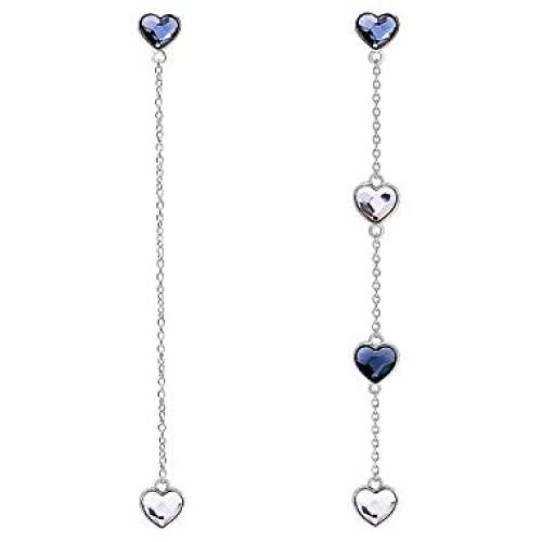 AOBOCO Love Heart Earrings Sterling Silver Dangle Drop Earrings Embellished with Crystals from Austria, Hypoallergenic Anniversary Birthday Jewelry Gifts for Women - Fill My Heart With Your Love