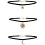 Vintage Sun Moon Star Necklace Choker Black Velvet Flocking Crescent Pentagram Necklace Collar Jewelry for Women Girls
