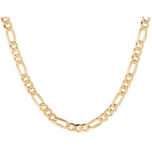 Quadri - Figaro Link Chain 5 mm in18K Gold Plated over 925 Sterling Silver Italian - 16 18 20 22 24 26 30 Inch - Necklace for Men Women Boys Girls - Premium Quality Made in Italy - Gift Box Included