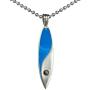 Blue Surfboard Surfer Yin Yang Tribal Skater Jewelry Maori Hawaiian Pewter Unisex Boys Mens Pendant Necklace Wealth Money Talisman Good luck Lucky Charm Protection Amulet for men w Silver Ball Chain